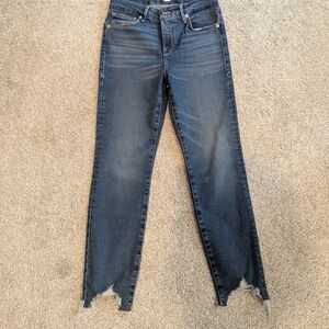 NWOT Good American Distressed Ankle Jeans in Dark Blue